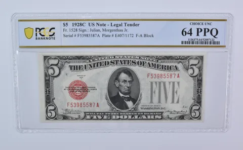 1928 C $5 Legal Tender Fr#1528 Choice Unc 64 PPQ PCGS *8125