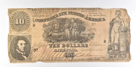 1861 $10 Confederate States Of America T-30 Large Note *8567