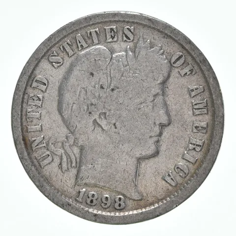 1898-P Barber Dime 90% Silver Average Circ