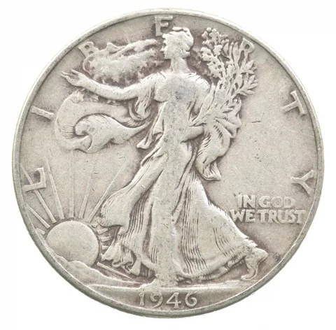 1946 Walking Liberty Half Dollar DDR Double Die Reverse a3202