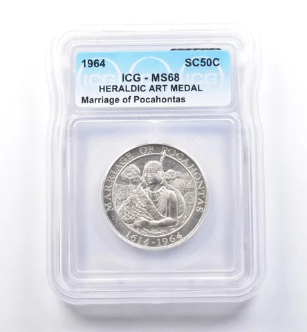 1964 So Called Half Dollar Marriage Of Pocahontas MS68 ICG *8435