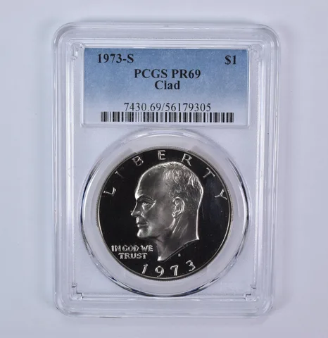 1973-S Eisenhower $1 CLAD PR69 PCGS Blue Label