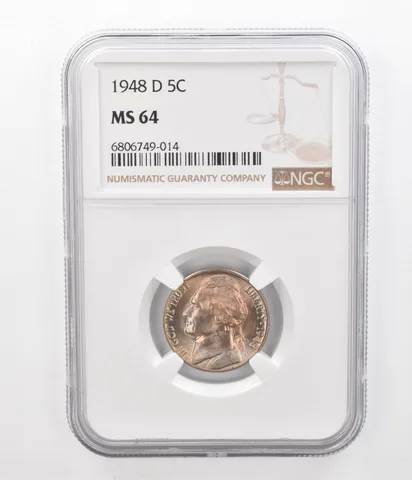 1948-D Jefferson Nickel MS64 NGC Beautiful Tone *2425