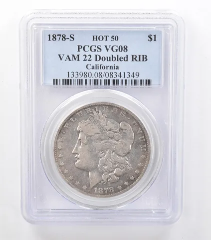 1878-S Morgan Silver Dollar VAM 22 Doubled RIB California Hot 50 VG08 PCGS *7023