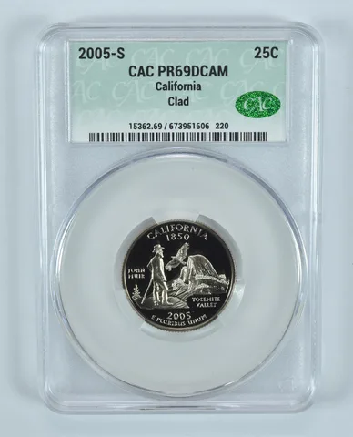 2005-S Washington State Quarter California CLAD PR69 DCAM CAC CACg