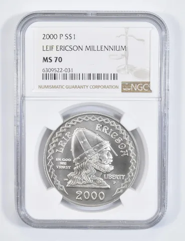 2000-P Leif Ericson Commemorative Silver Dollar MS70 NGC