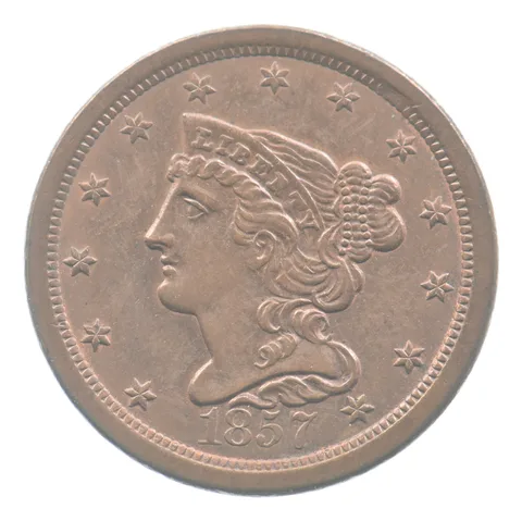 1857 Braided Hair Half Cent *9397