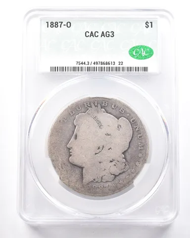 1887-O Morgan Silver Dollar AG3 CAC Lowball *7266