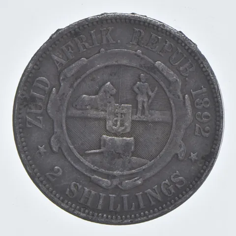 SILVER - WORLD Coin - 1892 South Africa 2 Shillings - World Silver Coin *799