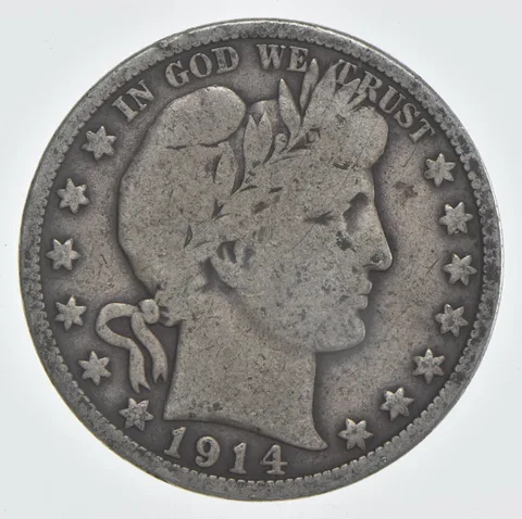 1914 (P) Barber Half Dollar 90% Silver VG Condition