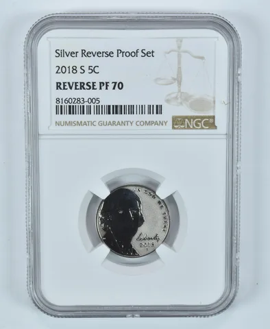 2018-S Jefferson Nickel Silver Reverse Proof Set Reverse PF70 NGC Brown Label