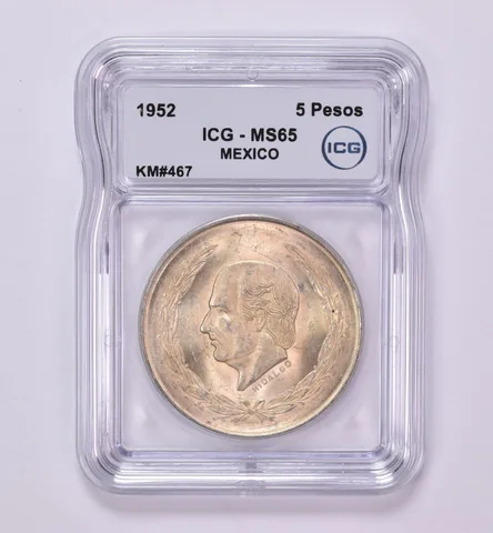 1952 Mexico 5 Peso KM#467 MS65 ICG Beautiful Tone *0442