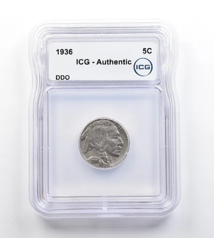 1936 Indian Head Buffalo Nickel DDO Authentic ICG *9196