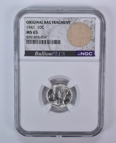 1941 Mercury Dime Original Bag Fragment MS65 NGC