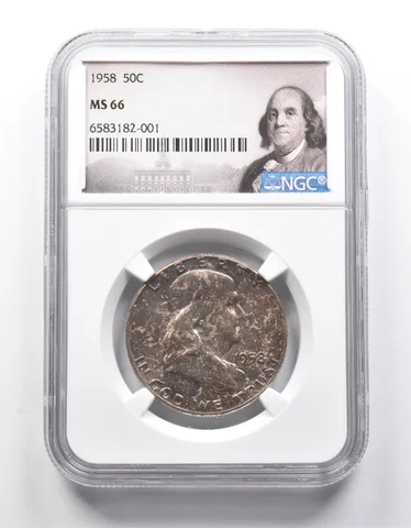MS66 1958 Franklin Half Dollar NGC Fantastic Color a9867