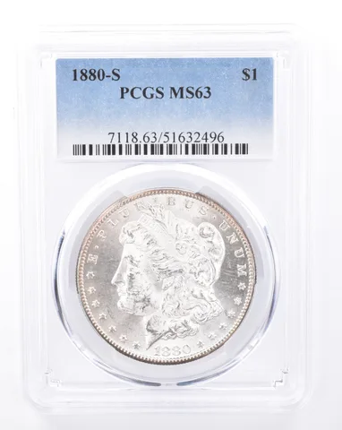 1880-S Morgan Silver Dollar MS63 PCGS Beautiful Tone Reverse *9431