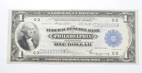 1918 National Currency Federal Reserve Philadelphia PA 1 Dollar Large Note *0551