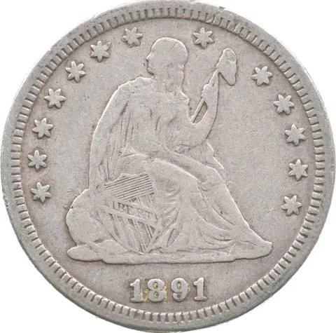 1891 Seated Liberty Quarter a7619