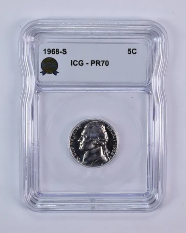 1968-S Jefferson Nickel PR70 ICG