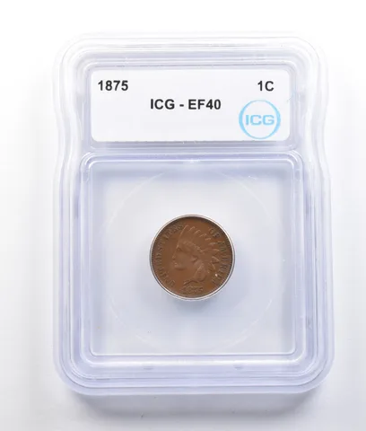 1875 Indian Head Cent EF40 ICG *2680