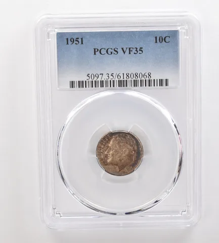 1951 Roosevelt Dime VF35 PCGS Beautiful Tone *3325