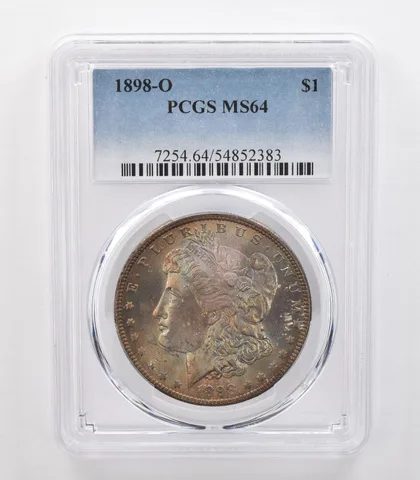 1898-O Morgan Silver Dollar MS64 PCGS Rainbow Tone a0723
