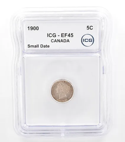 1900 Canada 5 Cents Small Date EF45 ICG Beautiful Tone *5751