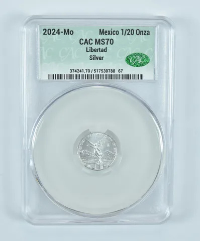 2024 Mo Mexico 1/20 Onza Silver Libertad MS70 CAC CACg