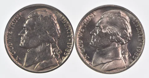 (Set) 1985 P+D Jefferson Nickel Unc Bundle