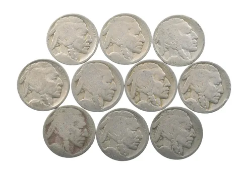 Lot 10 5c RAISED GROUND 1913 Buffalo Nickels First Year Issue! May be P/D/S *641