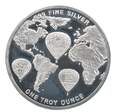 VINTAGE Art Bar/Round 1996 Kodak Albuquerque Balloon Fiesta Silver 1 T Oz *249