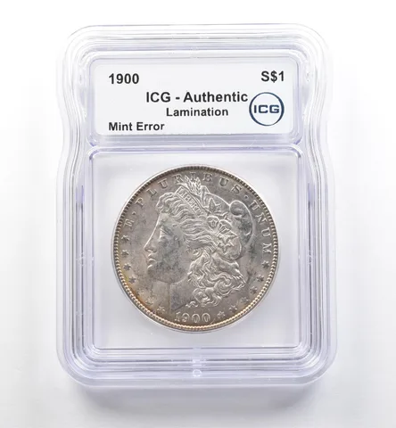 1900 Morgan Silver Dollar Mint Error Lamination Authentic ICG *7497
