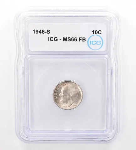1946-S Roosevelt Dime MS66 FB ICG Beautiful Tone Reverse *7324