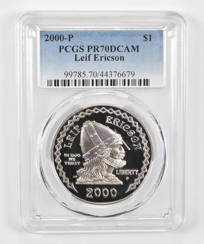 2000-P Leif Ericson Commemorative Dollar PR70 DCAM PCGS Blue Label