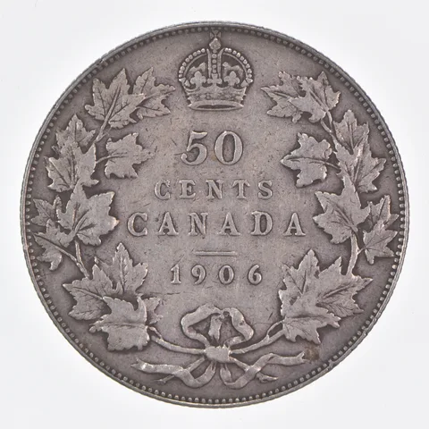 Better Date - 1906 Canada 50 Cents World Coin- Silver *400