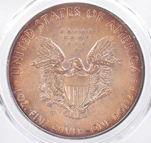 2018-W Burnished Silver Eagle SP68 PCGS Beautiful Tone Reverse *2172