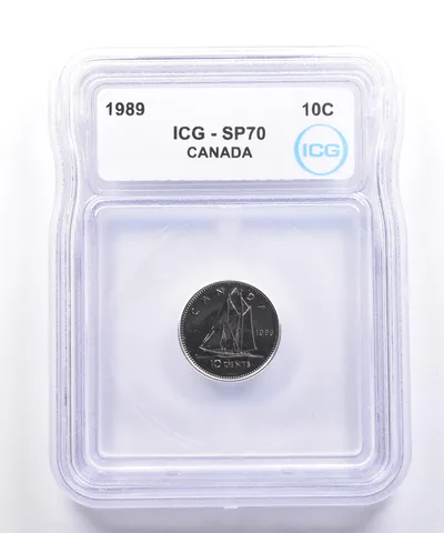 1989 Canada 10 Cents Bluenose SP70 ICG