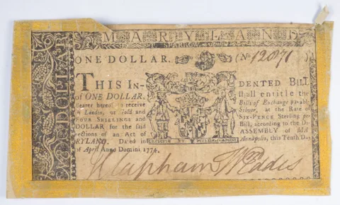 1774 Colonial Maryland - Annapolis 1 Dollar Note *2382