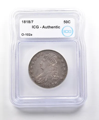1818/7 Capped Bust Half Dollar O-102a Authentic ICG *5654