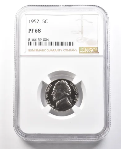 1952 Jefferson Nickel PF68 NGC PQ Cameo Contrast *8025