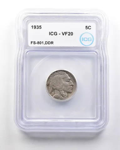 1935 Indian Head Buffalo Nickel Mint Error FS-801 DDR VF20 ICG *1741