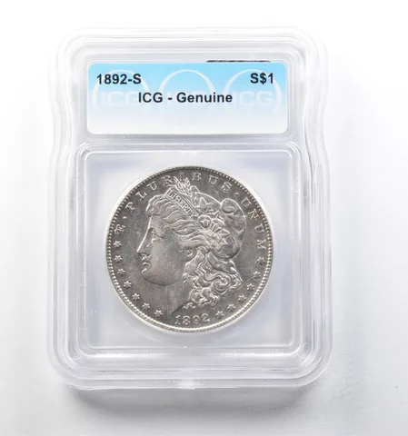 1892-S Morgan Silver Dollar Genuine ICG *5755