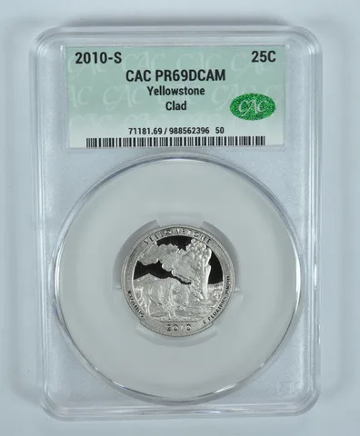 2010-S Washington Quarter Yellowstone CLAD ATB PR69 DCAM CAC CACg