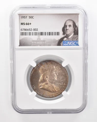 1957 Franklin Half Dollar MS66+ NGC Beautiful Tone *2872