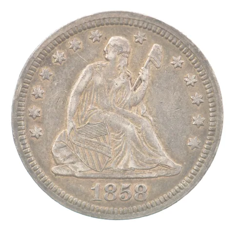 1858 Seated Liberty Quarter Beautiful Tone a1928