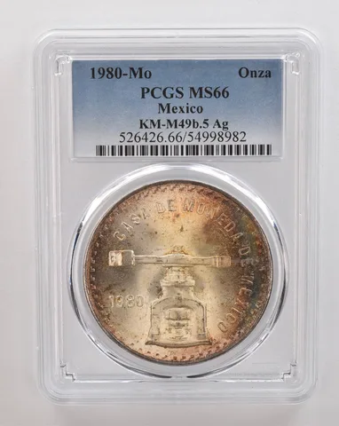 1980 Mo Mexico 1 Onza Silver KM-M49b.5 MS66 PCGS Beautiful Tone *4330