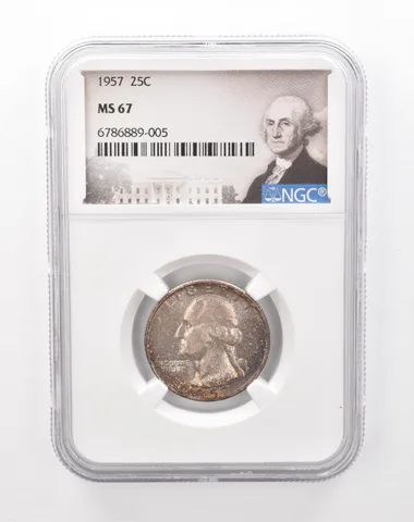 1957 Washington Quarter MS67 NGC Beautiful Tone a1251
