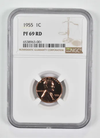1955 Lincoln Cent PF69 RD NGC Brown Lbl
