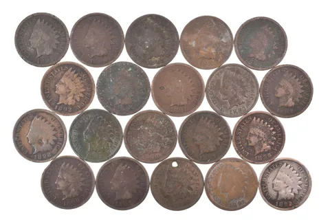 Lot 20 1800's 1890-1899 Indian Head Penny Cents US Coin Collection 2/5 Roll *502