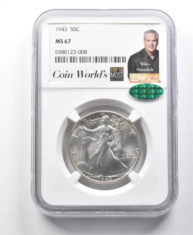 1943 Walking Liberty Half Dollar Miles Standish MS67 NGC CAC *8548